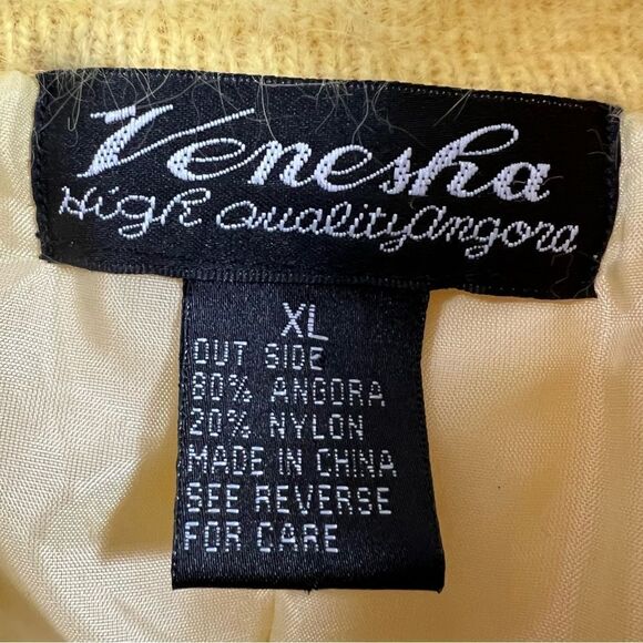 Venesha, High Quality Angora Yellow Cardigan Sweater - Picture 6 of 16